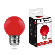 Светодиодная лампа 1W красный свет E27 25116 LB-37 Feron