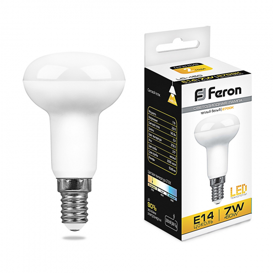 Светодиодная лампа 7W белый теплый свет E14 25513 LB-450 Feron