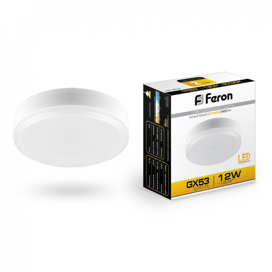 Светодиодная лампа 12W белый теплый свет GX53 25833 LB-453 Feron