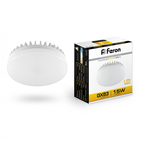 Светодиодная лампа 15W белый теплый свет GX53 25834 LB-454 Feron