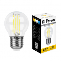 Светодиодная лампа 7W белый теплый свет E27 25876 LB-52 Feron