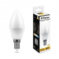 Светодиодная лампа 9W белый теплый свет E14 25798 LB-570 Feron