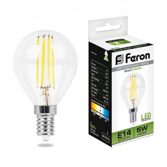 Светодиодная лампа 5W белый свет E14 25579 LB-61 Feron