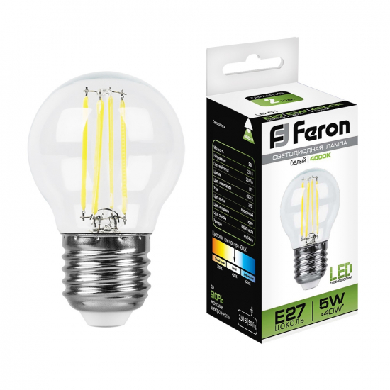 Светодиодная лампа 5W белый свет E27 25582 LB-61 Feron