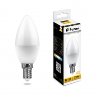 Светодиодная лампа 7W белый теплый свет E14 25475 LB-97 Feron