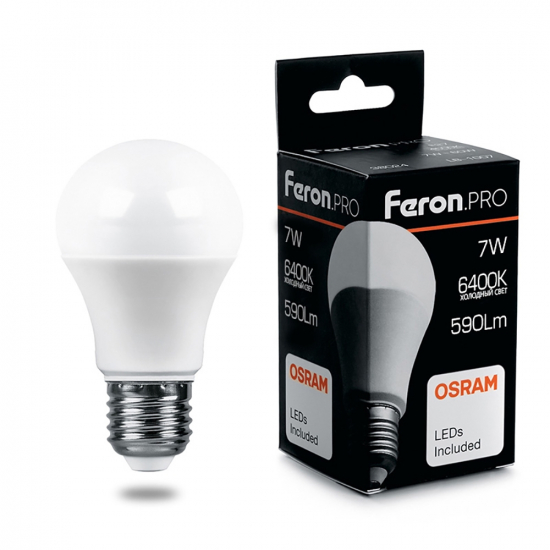 Светодиодная лампа 7W дневной свет E27 38025 LB-1007 Feron