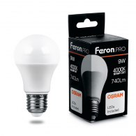 Светодиодная лампа 9W белый свет E27 38027 LB-1009 Feron