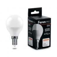 Светодиодная лампа 6W белый свет E14 38066 LB-1406 Feron