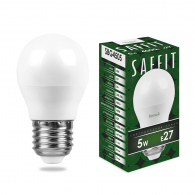 Светодиодная лампа 5W белый свет E27 55026 SBG4505 Saffit
